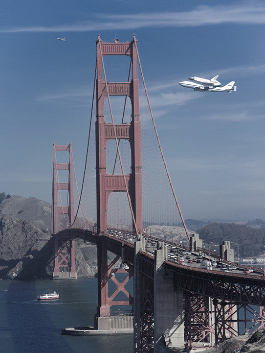 Golden Gate Bridge and Space Shuttle